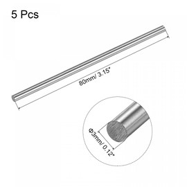 sourcing map Round Steel Rod, 3mm HSS 63-65 HRC Lathe Bar Stock Tool 80mm Long for Shaft Gear Drill Lathes Boring Machine Turning Miniature Axle 5Pcs