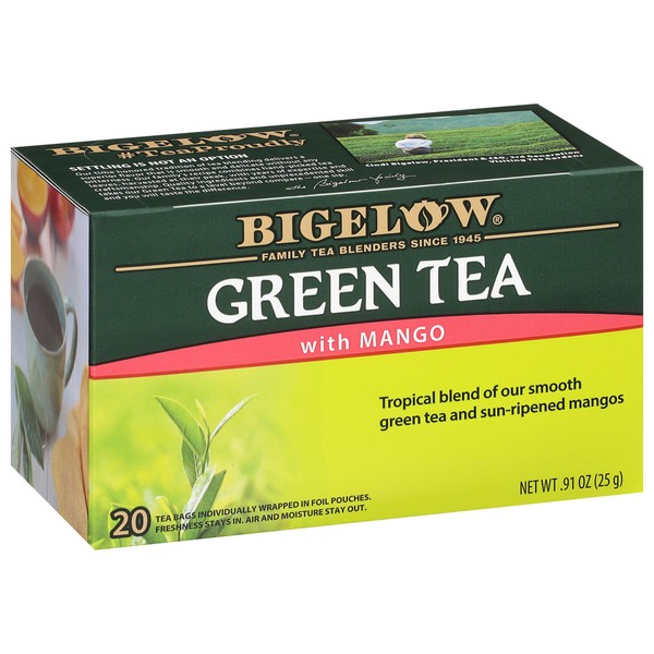 Bigelow Tea Green Tea with Mango, Caffeinated, 20 Count (Pack of 6), 120 Total Tea Bags