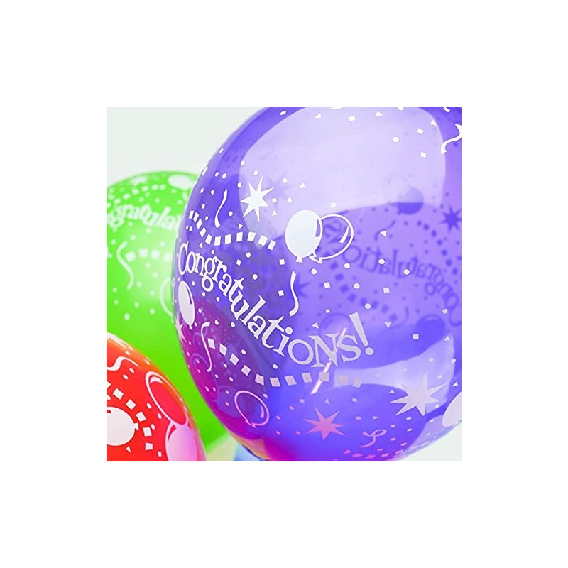 Happium 12" Congratulations, farblich sortiert, 10er-Pack, Latexballons in verschiedenen Farben,