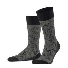 FALKE Men's Mighty Nest Socks Breathable Climate Regulating Odour Inhibiting Cotton Wool Patterned 1 Pair, Black 3000.