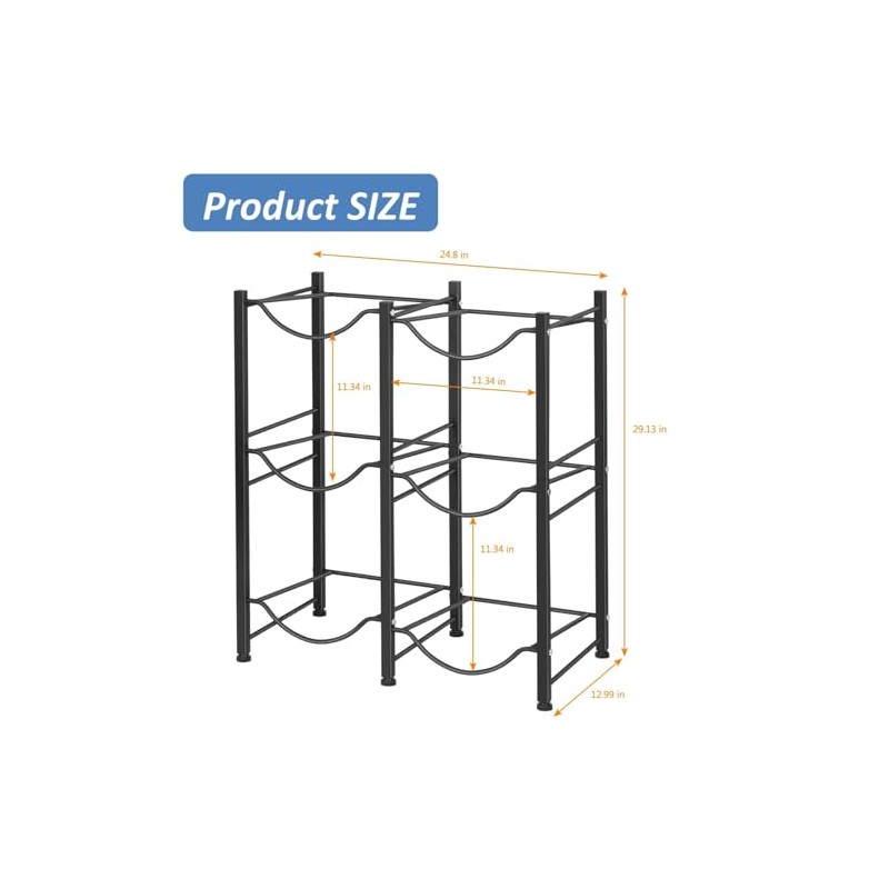 LIANTRAL 5 Gallon Water Bottle Holder, 3 Tiers Black Double