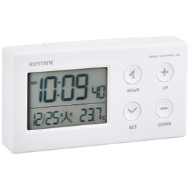 RHYTHM 8RZ217SR03 Table Clock, Radio Clock, Alarm Clock, Digital, Temperature Calendar, RHYTHM PLUS