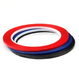 H&S Self Adhesive Draping Tape Rolls for White Board - Set of 3 - Non-Magnetic Vinyl Pinstripe Tape for Marking - 3mm x 50m Thin Red, Blue & Black Sticky Whiteboard Tape Line
