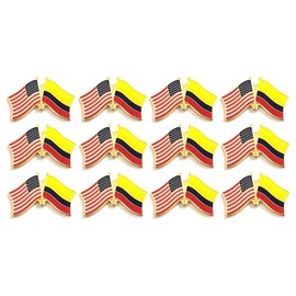 Box of 12 Colombia & US Crossed Double Flag Lapel Pins, Country Flag & American Flag Friendship Tie Pin Badges