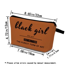 YULUENZE African Ameican Black Woman Makeup Bag Inspirational Organizer Bag Toiletry Zipper Pouch The Purest Form Of Art Cosmetic Bag Birthday Present for Black Women Lady Friends Sisters