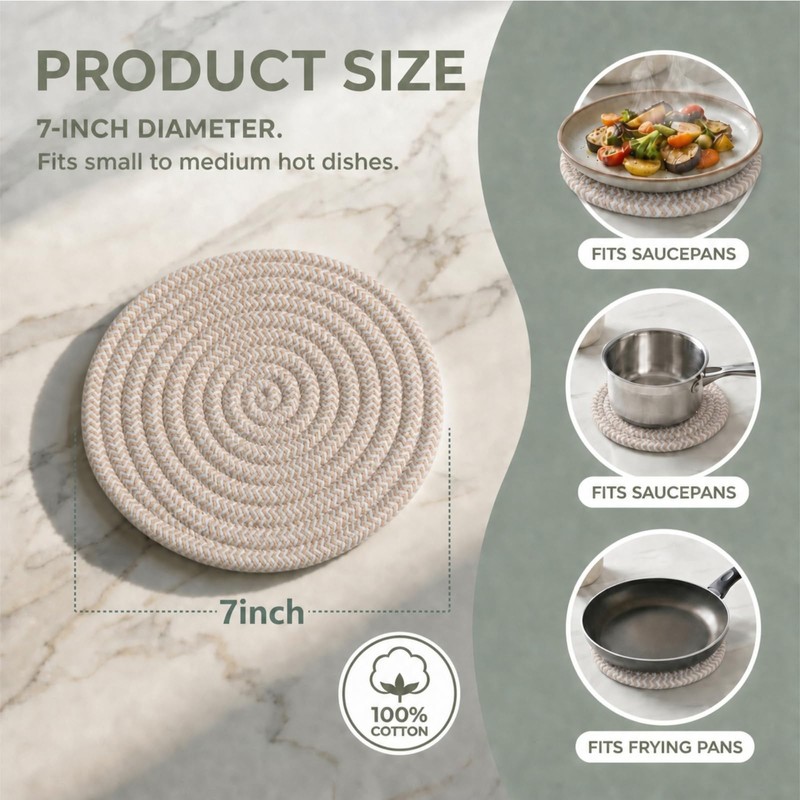 LUUTUUORA 6 Pcs Trivets Set for Hot Dishes, Heat Resistant