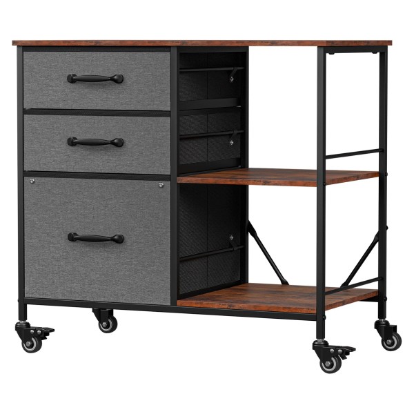 SEGAWE Lateral File Cabinet 3 Drawers Rolling Cabinets w/ Lockable