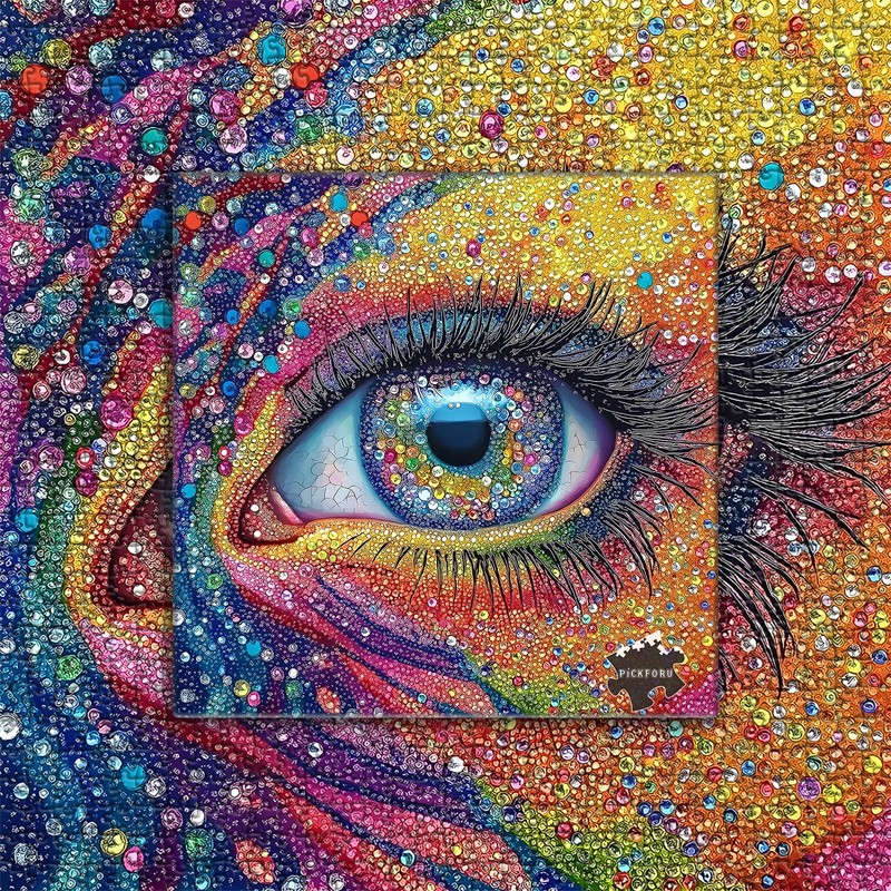 Impossible Puzzles for Adults 1000 Pieces, Colorful Eye Gemstone Art