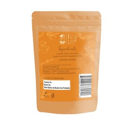 Tea Leaf & Co. Turmeric Tulsi Loose Leaf Green Tea Pack (3.52oz/100gm), Turmeric, Tulsi & Peppermint, 50 Serving/Pack, Blended with Fresh Herbs and Spices, Low Caffeine Gluten Free