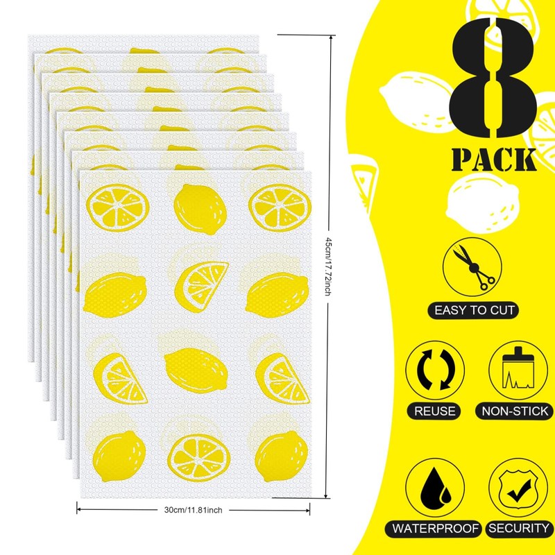 Pack of 8 Antibacterial Fridge Mats, EVA Non-Slip Mat Drawers,