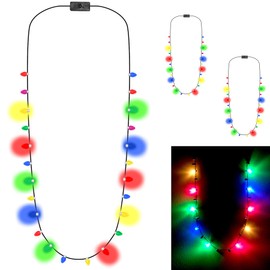 Glowmaker Christmas Necklace | Bright Light | Best Christmas Accessories | Fun and Bright 38 inch Necklace | Indoor Ornament Christmas Necklace | (3 Pack NL)
