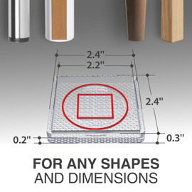 X-Protector Furniture Cups - 4 PCS 2.2" - Non Slip Furniture Pads for Hardwood Floors - Transparent Floor Protectors - Bed Stoppers to Prevent Sliding - Keep Furniture from Sliding on Floor! (Square)