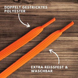 LaceHype 2 Pairs of Premium Shoelaces, Flat, Tear-Resistant, 10 mm Wide, Replacement Polyester Shoelaces for Trainers, Sports Shoes (Orange, 90)