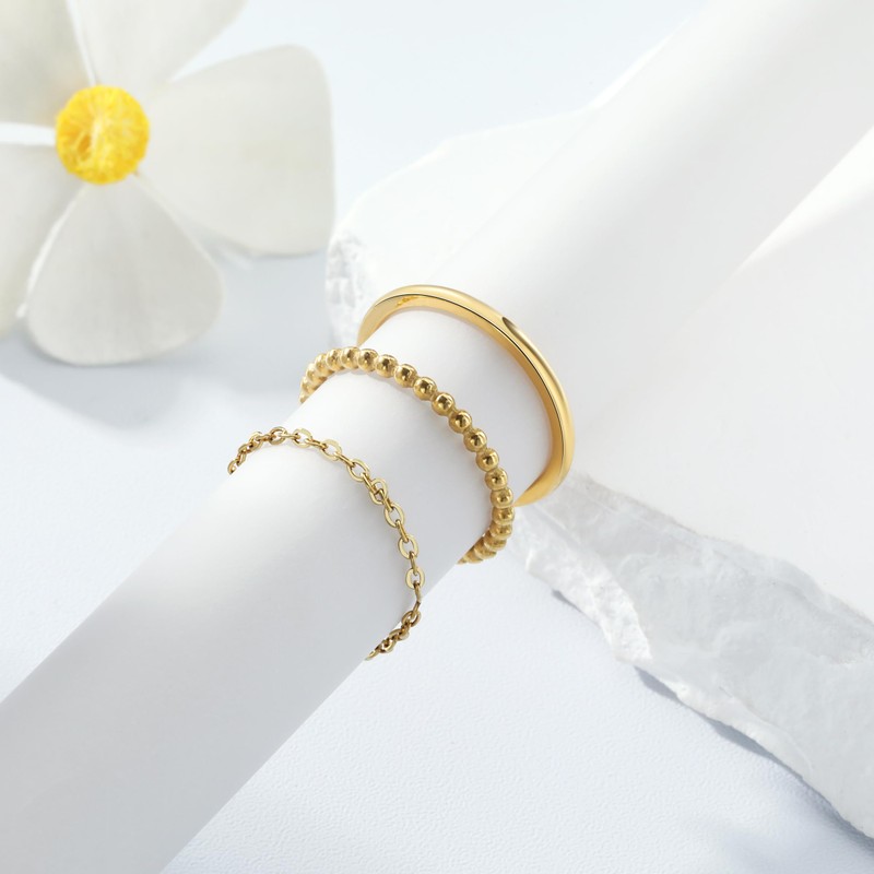 JotCa 3Pcs Dainty Stacking Ring Set 18K Gold PlatedThin Ring
