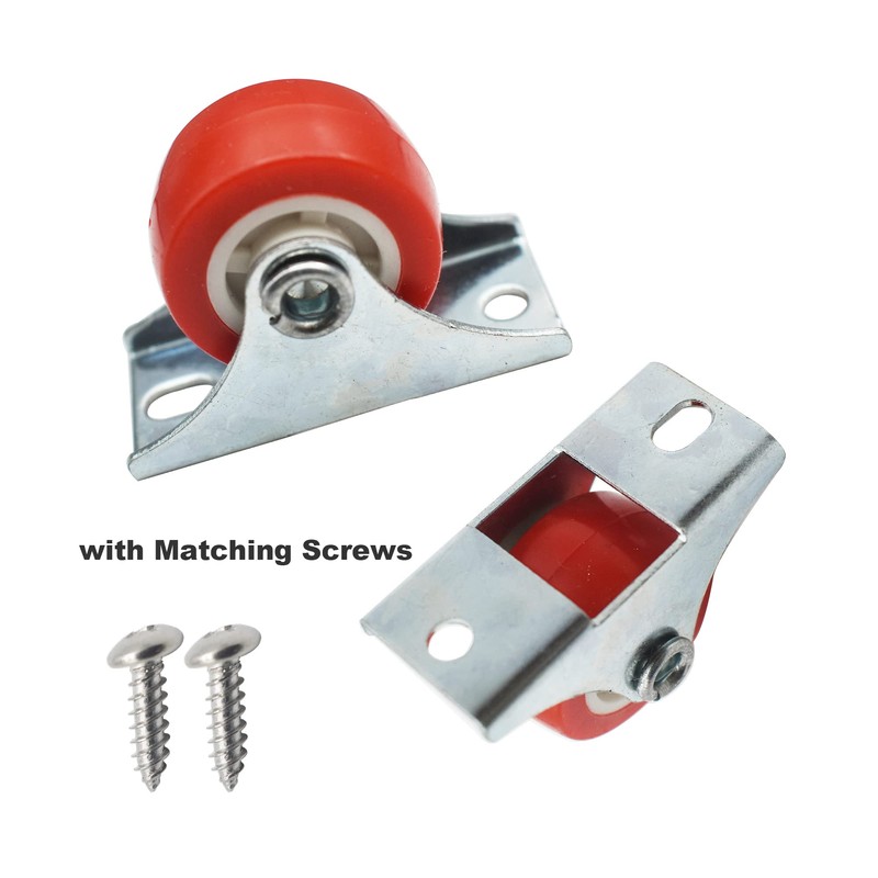 Floyutin 1 inch Rigid No-Swivel Plate Casters Small Rubber Wheels