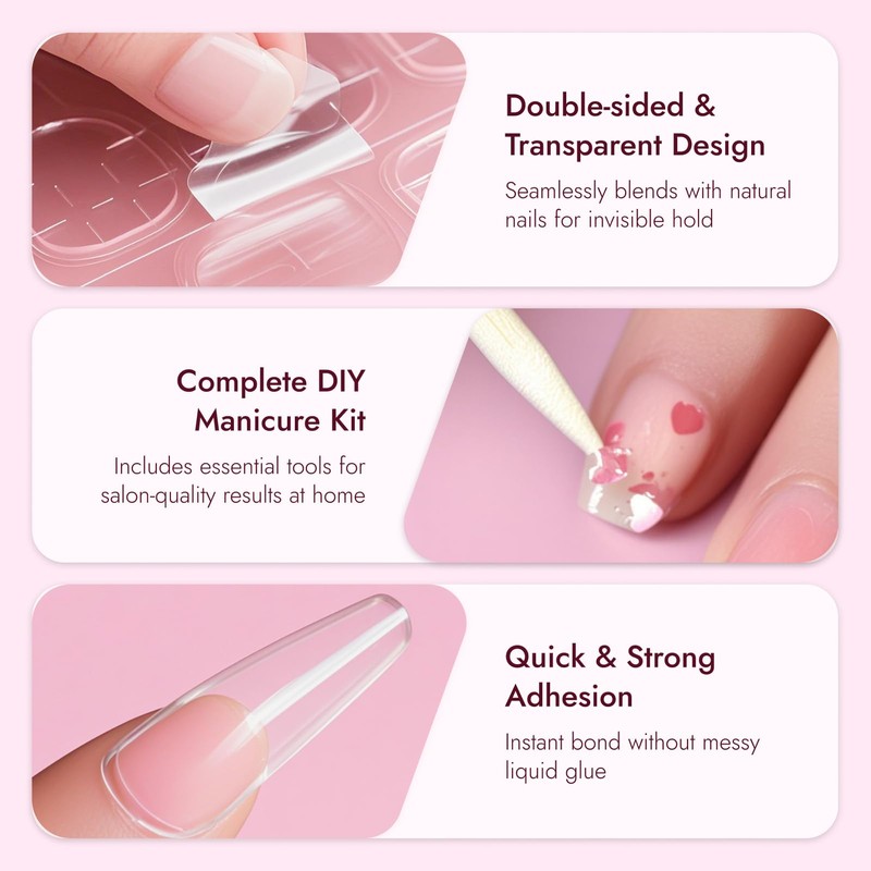 720 Pieces Double-Sided Nail Glue Stickers Transparent Set - 30