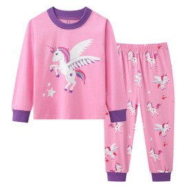 Smazero Little Girls Unicorn Pyjamas Sets Cotton Long Sleeved Pajamas Christmas Pjs for Kids 3-8 Years Sleepwear