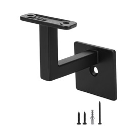 3TO Handrail Bracket- 5 Pack 304 Stainless Steel Handrail Brackets L-Shape Heavy Duty Wall Square Brackets for Stair Handrail (Matte Black)