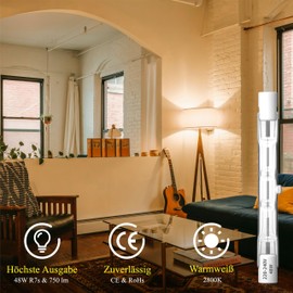 Klarlight R7S Halogenlampen 48W, 78MM R7s Halogenstab Dimmbar Warmweiß 2800K, Doppelseitige lineare Flutlichter, J Typ J78 Leuchtmittel für Arbeit, Landschaftsleuchten, Deckenleuchten, 5 Stück