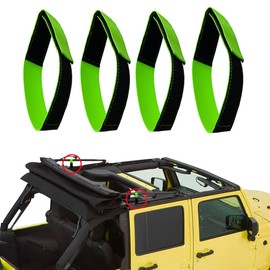 Soft Top Tie Down Straps for Jeep,Soft Top Roof Straps for Jeep Wrangler JK JKU JL JLU,Back Window Straps for Jeep,Adjustable Soft Top Straps Rear Window Straps,Green,(Pack of 4)
