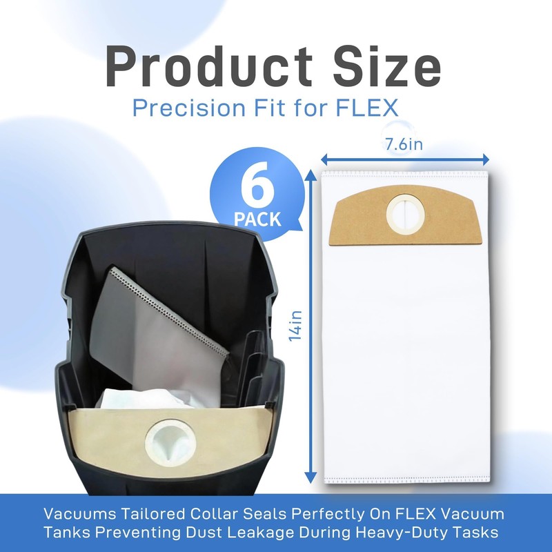 Hxszk 6-Pack Wet/Dry Fleece Dust Bags - Compatible with FLEX