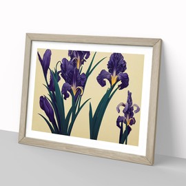 Perfect Iris Flowers H1022 Framed Print for Living Room Bedroom Home Office Décor, Wall Art Picture Ready to Hang, Oak A4 Frame (34 x 25 cm)
