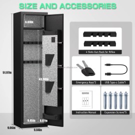 Free Shipping Quick Access Steel Safe Box Digital Lock Durable High Quality Vault Gun SafeMaterial: cold rolled steel, door thickness: 1MM, Dimension (L x W x H): H1320*W250*D230MM