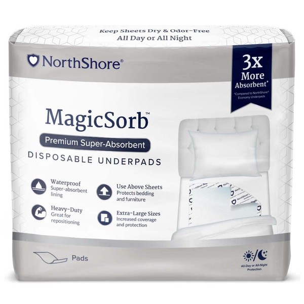NorthShore MagicSorb, 36 x 60, 120 oz., Super-Absorbent Extra Long Underpads, 3XL, Case/30 (6/5s)