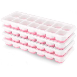 Ice Cube Trays 4 Pack, Airabc Silicone Ice Cube Trays with Removable Lid, Easy-Release Flexible 14-cube Ice Trays, LFGB Certified and BPA Free, Stackable Ice Trays with Covers for Cocktail, Freezer