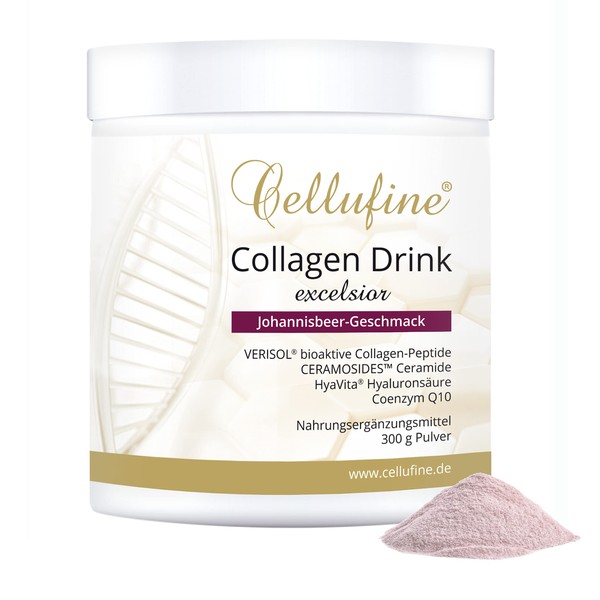 Cellufine® Premium Collagen Drink with Verisol Collagen Peptides + HyaVita Hyaluronic Acid – 260 g – Blackcurrant