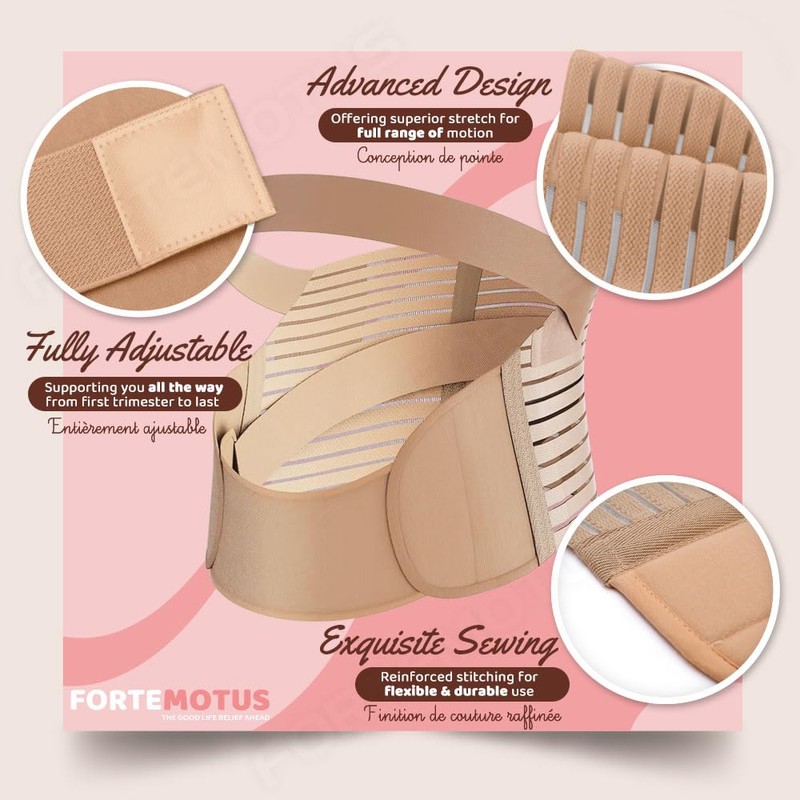 FORTEMOTUS Pregnancy Support Belt, 3 in 1 Pregnancy Belly Band