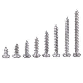 Set of 200 M3 Stainless Steel SS304 Wood Screws Set for Carpentry, Construction Screws, Pan Flat Truss Head, Tapping Screws, Screw Screws, Drill Screws, Woodworking, Screws Nails, Wood Screws,