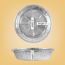 PLASTICPRO 9'' Inch Round Tin Foil Pans Disposable Aluminum, Freezer & Oven Safe - For Baking, Cooking, Storage, Roasting, & Reheating, Pack of 100