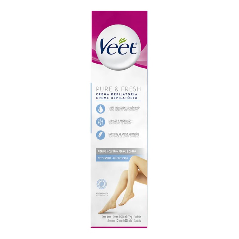 Veet pure & fresh crema depilatoria piel sensible 200ml con