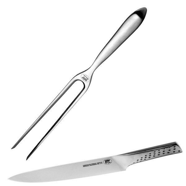 Weber Deluxe Carving Set | Stainless Steel Professional Knife and Fork Set | Weber Barbecue Accessories | Suitable for Carving All Types of Meat - Black (17074)