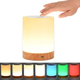 UNIFUN Table Lamp, Touch Sensor Bedside Lamps, Dimmable Warm White Light & Color Changing RGB for Bedrooms (Regular Size)