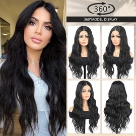 Rallarkrysset Lace Front Wig Pre Plucked Black 13x4x1 Wigs for Women Ready to Wear HD Glueless Natural Wavy for Women Middle Part