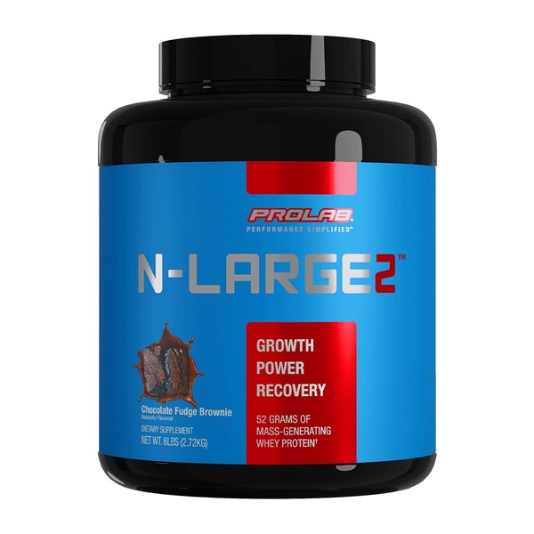 ProLab N-Large2 Mass Gainer - Powerful Mass Gaining Support Formula - Promotes Muscle Size, Growth, and Recovery - New (Chocolate Fudge Brownie, 6 LB)