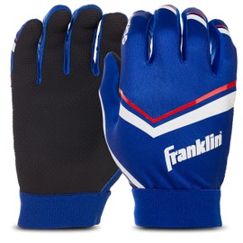 Franklin Sports Youth Football Receiver Gloves - Shoktak Kids High Grip Football Receiver Gloves - Royal - Youth Medium