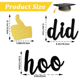 Woohoo You Did It, ghirlanda di congratulazioni, diploma nero oro glitterato "We Are So Proud of You" decorazione festa laurea classe 2026