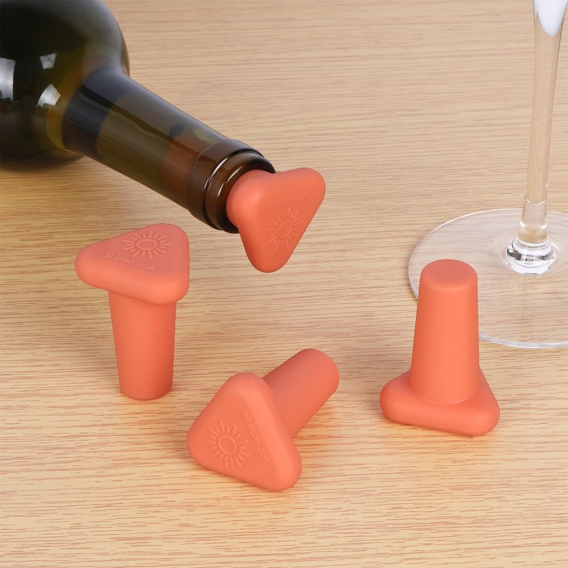 Shinemade Wine Stoppers,Set of 4 Silicone Corks - Uncork,Heavy-Duty for