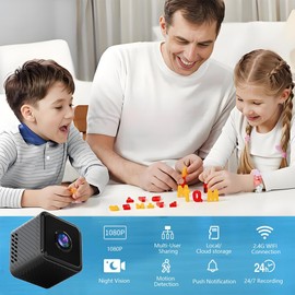 AndThere Mini Home Security Camera Indoor, Small Cameras House Security Wireless Wifi Baby Monitor with Night Vision/Motion Detection, Nanny Cam Tiny Surveillance Camera for Pet Dog Cat Room Bedroom