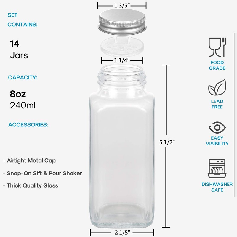 AOZITA 14 Pcs Glass Spice Jars with Spice Labels -