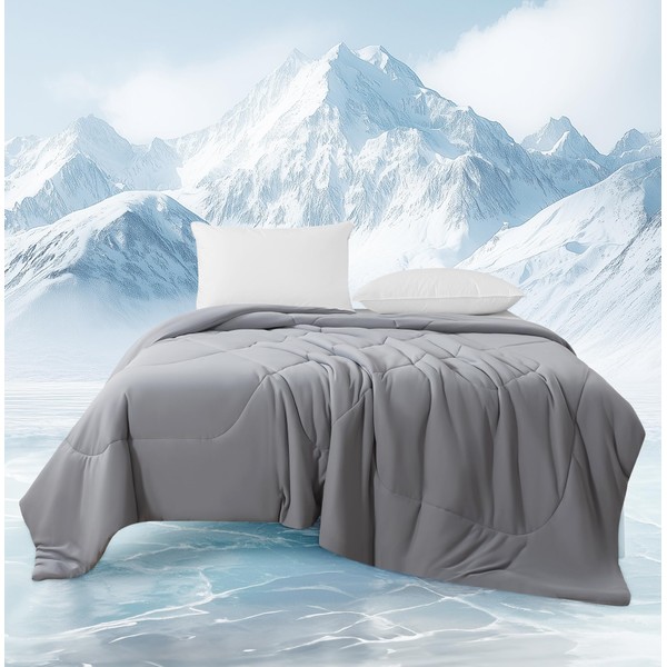 MASVIS Cooling Comforter Twin Size - Gray Lightweight Summer Cooling