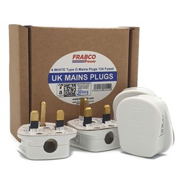 HDIUK Quality 4 Pack UK 13A Mains Plug top self Wire. (White)