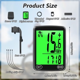 AMFUN Bike Computer Wireless,2.4 inch LCD Screen Auto Backlight,Universal 24 Functions,IPX6 Waterproof, Bicycle Speedometer and Odometer, Suitable for Cycling