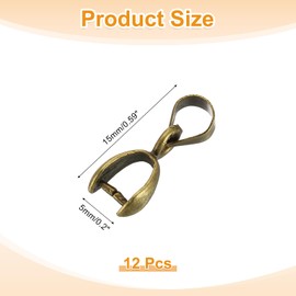 QUARKZMAN Pack of 12 Sterling Silver Bail Pinch Bail, 5 mm x 15 mm Alloy Clip Clasps, Clip, Pendant, Bail Connector, Jewellery Accessories for Bracelets, Necklaces, Making, Cyan