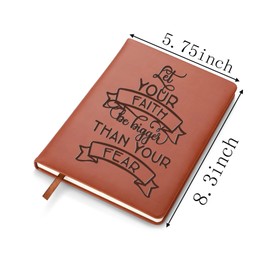 LBWCER Let Your Faith Be Bigger Than Your Fear Notebook Encouragement Gift Motivational Notebook for Women A5 Lined Leather Notebook (Your Faith)