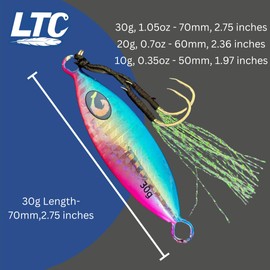 2 Pack - Slow Pitch Jig, Micro Size, Multicolor Teardrop Shape (Pink Back Full Glow, 20g)