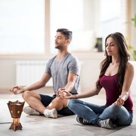 Baluue Incense Burner, Electric Incense Burner Middle Eastern Style Vintage Tabletop Censer Bakhoor Burner Holder for Home Office Yoga Spa Decors Brown Us